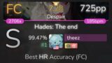 theez | Yousei Teikoku – Hades: The end [Despair] +HDHR 99.47% {#1 725pp FC} – osu!