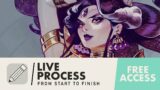 DRAWING LIVE PROCESS: Nyx, Hades game